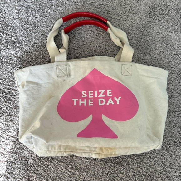 kate spade Handbags - Kate Spade Pink and Cream Canvas Tote